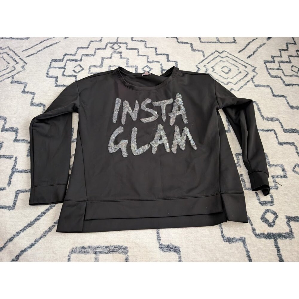 Juicy Couture Black Insta Glam Sequin Sweatshirt Women’s Size Extra Large